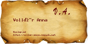 Vollár Anna névjegykártya