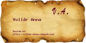 Vollár Anna névjegykártya